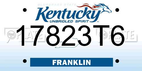 17823T6 Kentucky License Plate