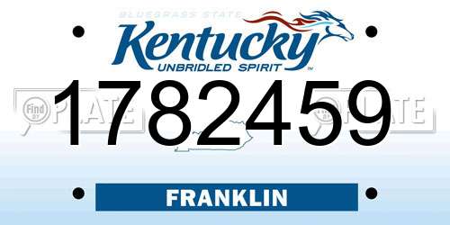 1782459 Kentucky License Plate