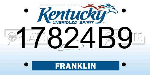 17824B9 Kentucky License Plate