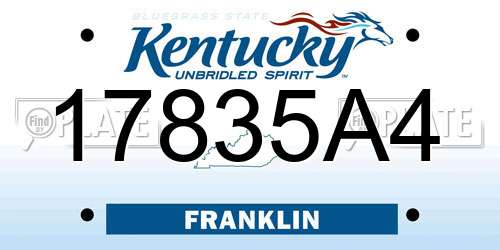17835A4 Kentucky License Plate