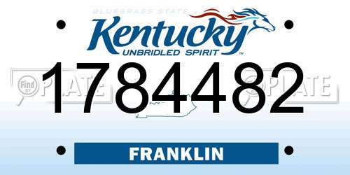 1784482 Kentucky License Plate