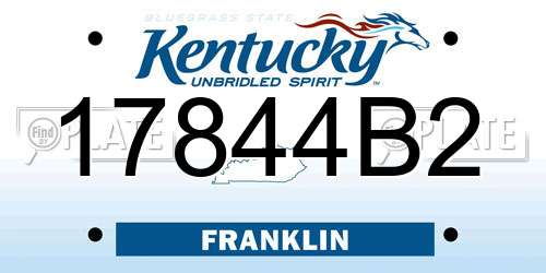 17844B2 Kentucky License Plate