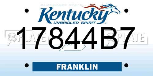 17844B7 Kentucky License Plate