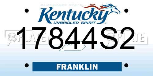 17844S2 Kentucky License Plate