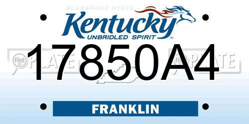 17850A4 Kentucky License Plate