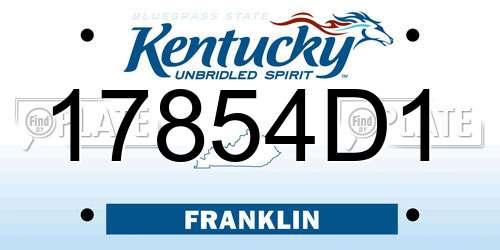 17854D1 Kentucky License Plate
