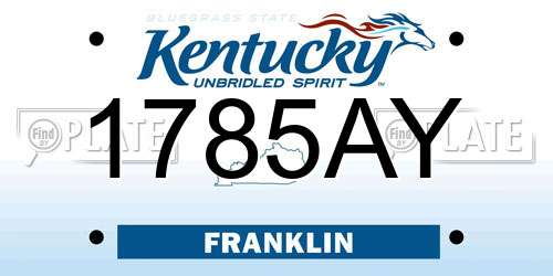 1785AY Kentucky License Plate