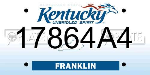 17864A4 Kentucky License Plate
