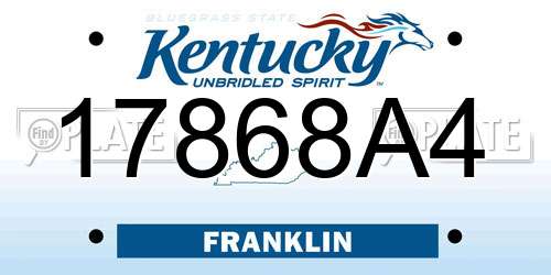 17868A4 Kentucky License Plate