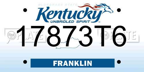 17873T6 Kentucky License Plate