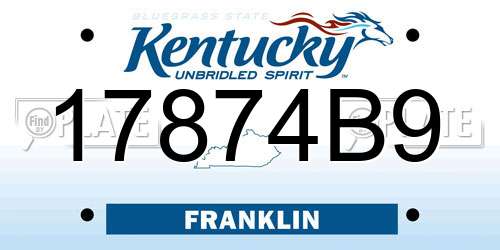 17874B9 Kentucky License Plate