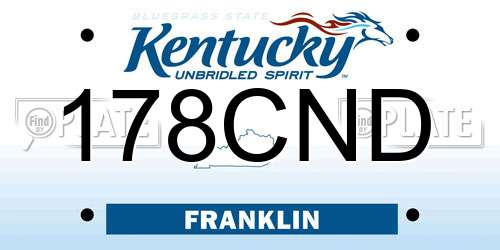 178CND Kentucky License Plate