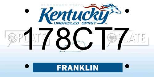 178CT7 Kentucky License Plate