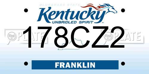 178CZ2 Kentucky License Plate