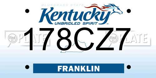 178CZ7 Kentucky License Plate