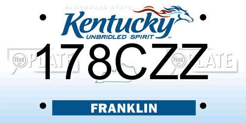 178CZZ Kentucky License Plate