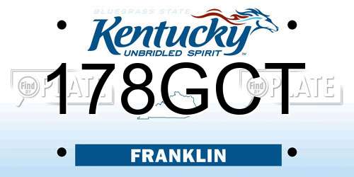 178GCT Kentucky License Plate