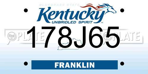 178J65 Kentucky License Plate