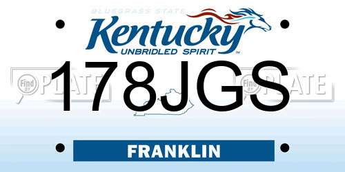 178JGS Kentucky License Plate