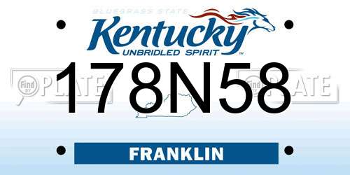 178N58 Kentucky License Plate