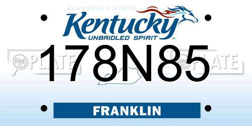 178N85 Kentucky License Plate