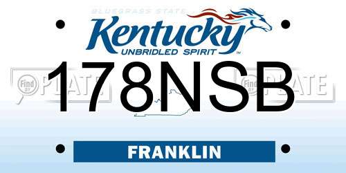 178NSB Kentucky License Plate
