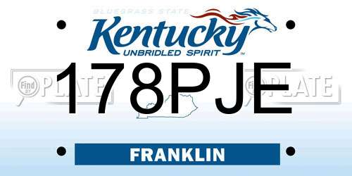 178PJE Kentucky License Plate