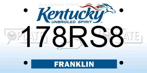 178RS8 Kentucky License Plate