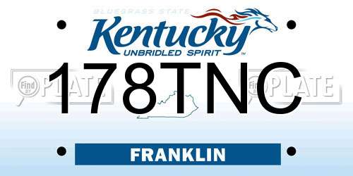 178TNC Kentucky License Plate