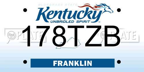 178TZB Kentucky License Plate