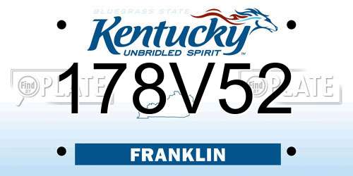 178V52 Kentucky License Plate