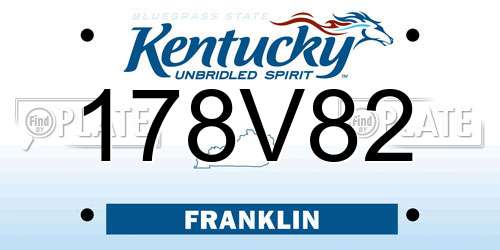 178V82 Kentucky License Plate