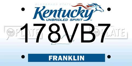 178VB7 Kentucky License Plate