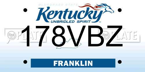 178VBZ Kentucky License Plate
