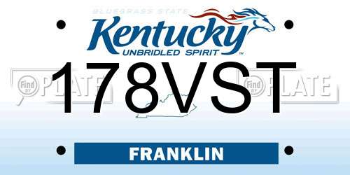 178VST Kentucky License Plate
