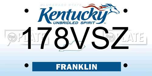 178VSZ Kentucky License Plate