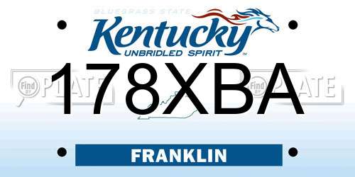 178XBA Kentucky License Plate