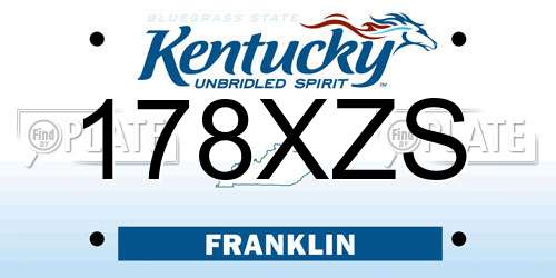 178XZS Kentucky License Plate