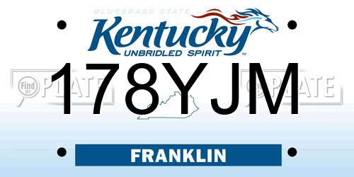 178YJM Kentucky License Plate