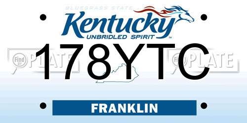 178YTC Kentucky License Plate