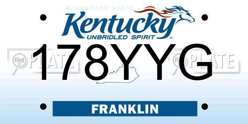 178YYG Kentucky License Plate