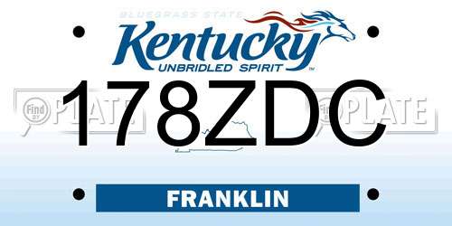 178ZDC Kentucky License Plate