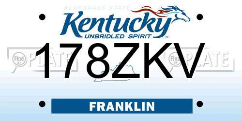 178ZKV Kentucky License Plate