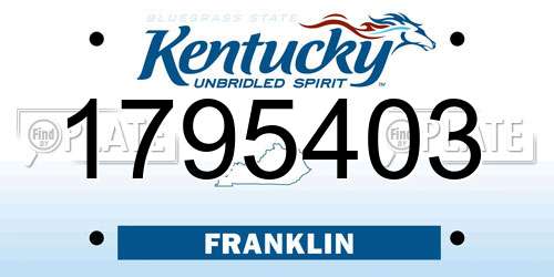 1795403 Kentucky License Plate