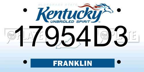 17954D3 Kentucky License Plate