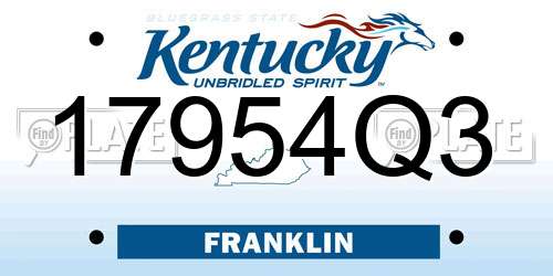 17954Q3 Kentucky License Plate