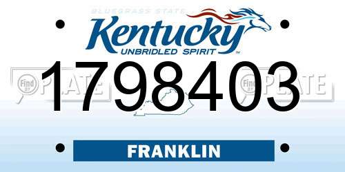 1798403 Kentucky License Plate
