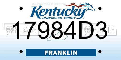 17984D3 Kentucky License Plate
