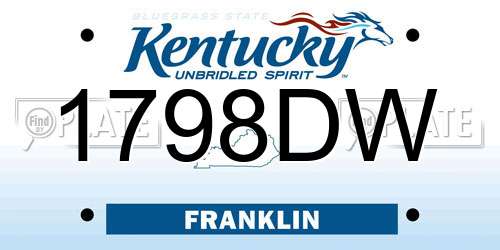 1798DW Kentucky License Plate