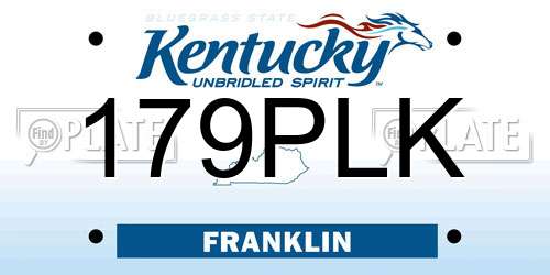 179PLK Kentucky License Plate